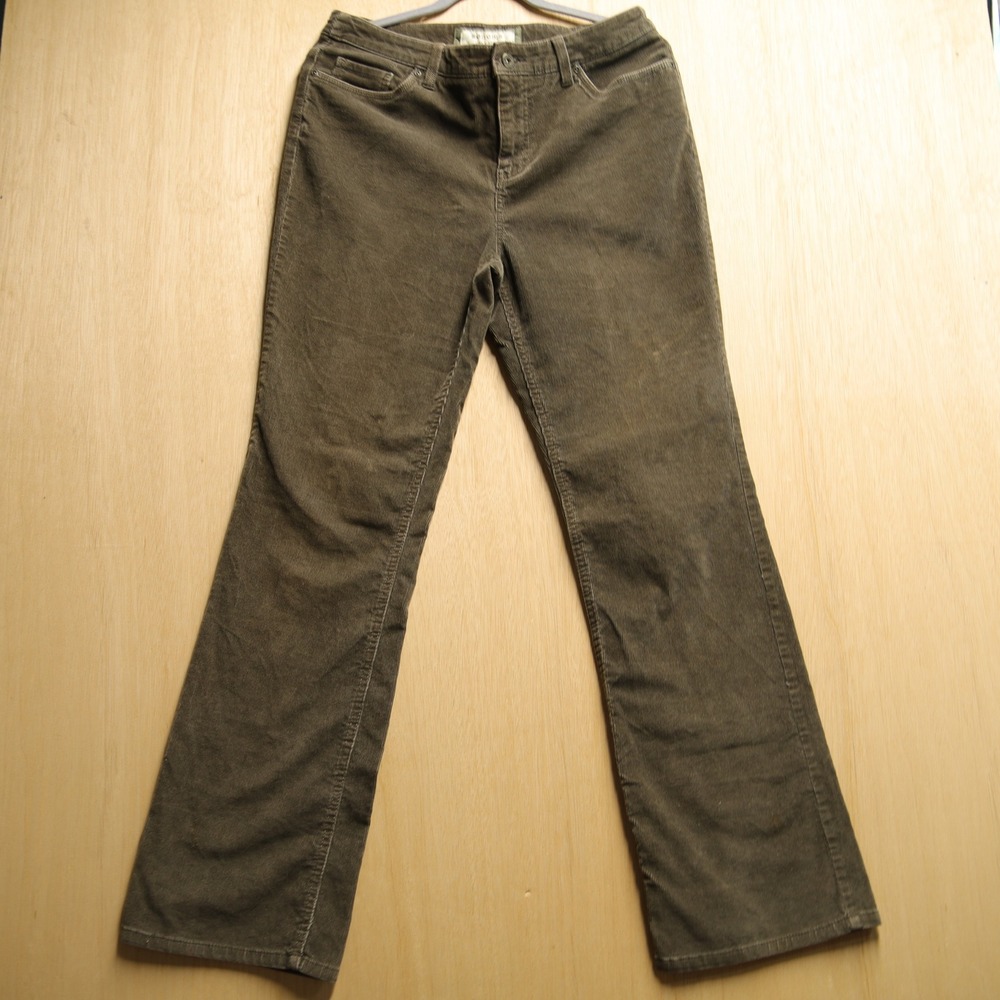 Sonoma Life Style Womens Corduroy Pants Brown Green Size 10 Average Straight Leg